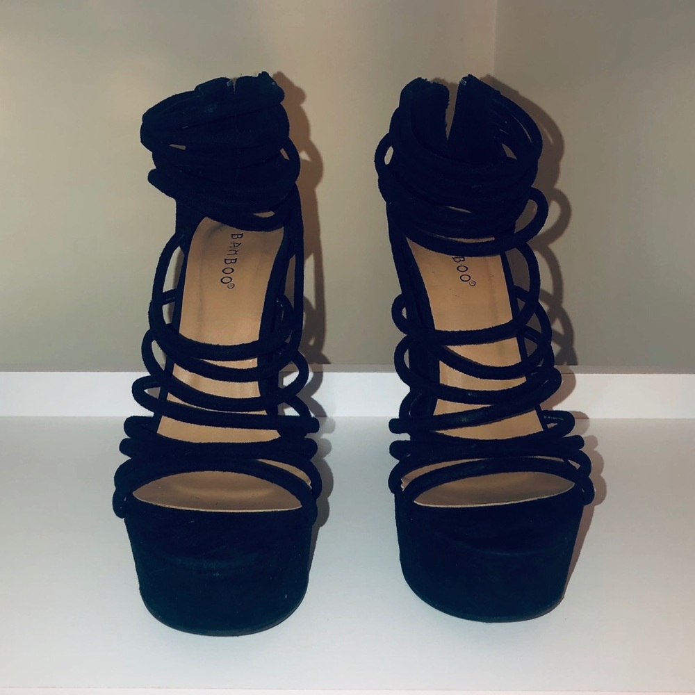 Black strappy heels